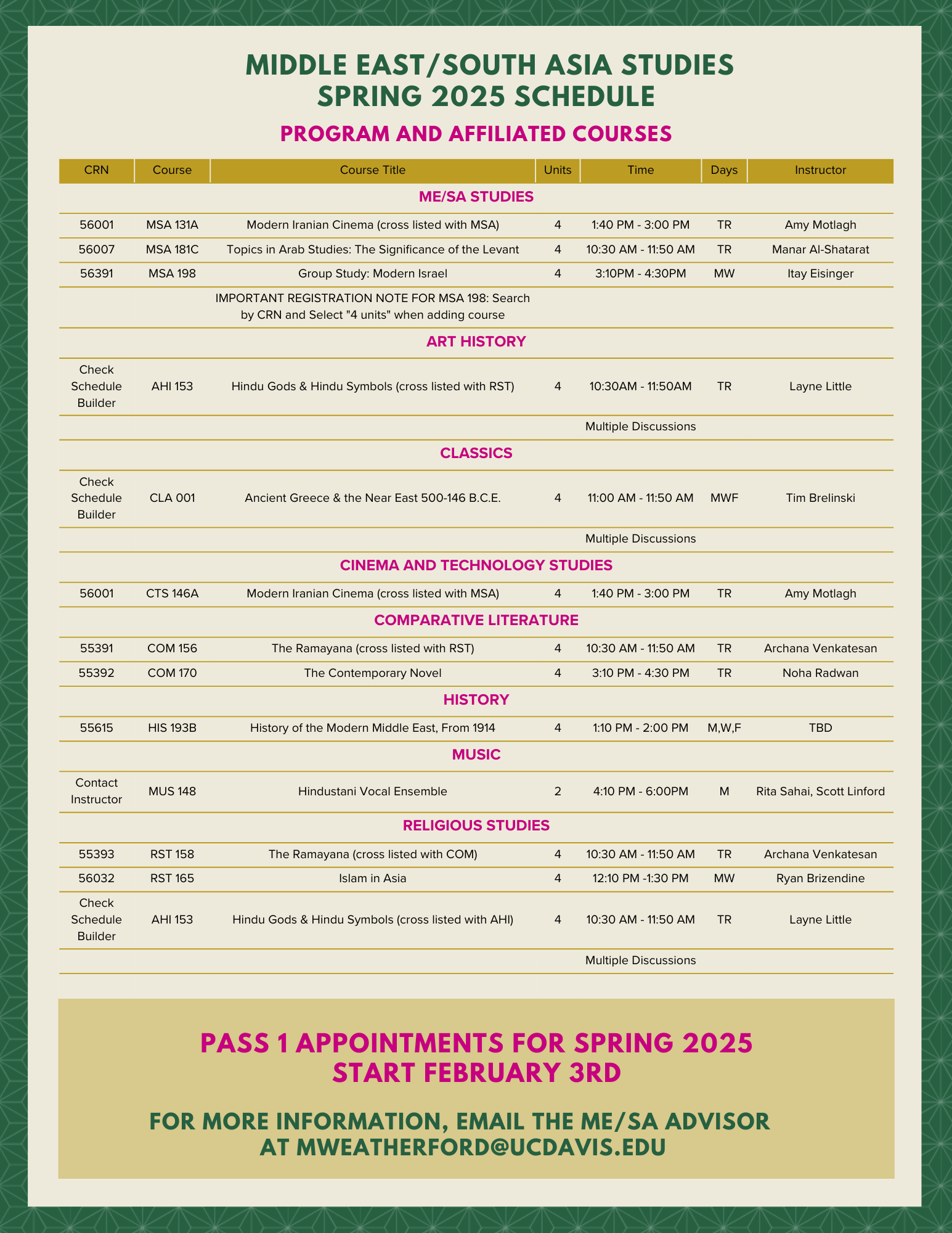 Spring 2025 Schedule - 2