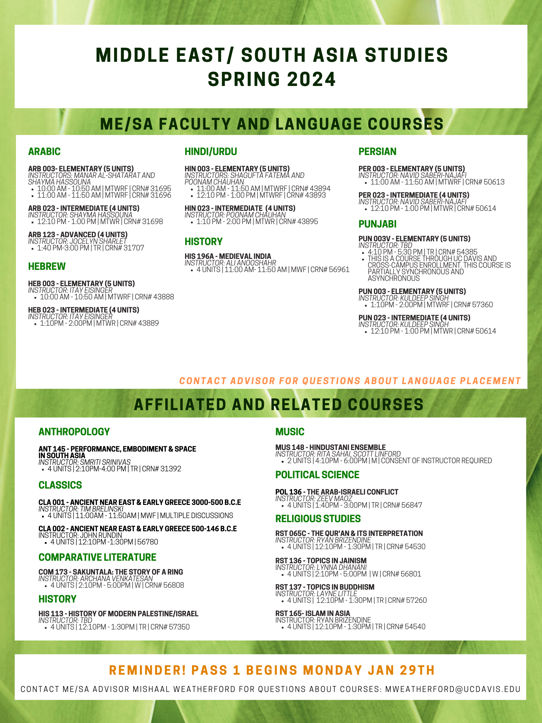 MESA Spring 2024 Course List