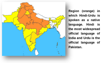 hindi language map